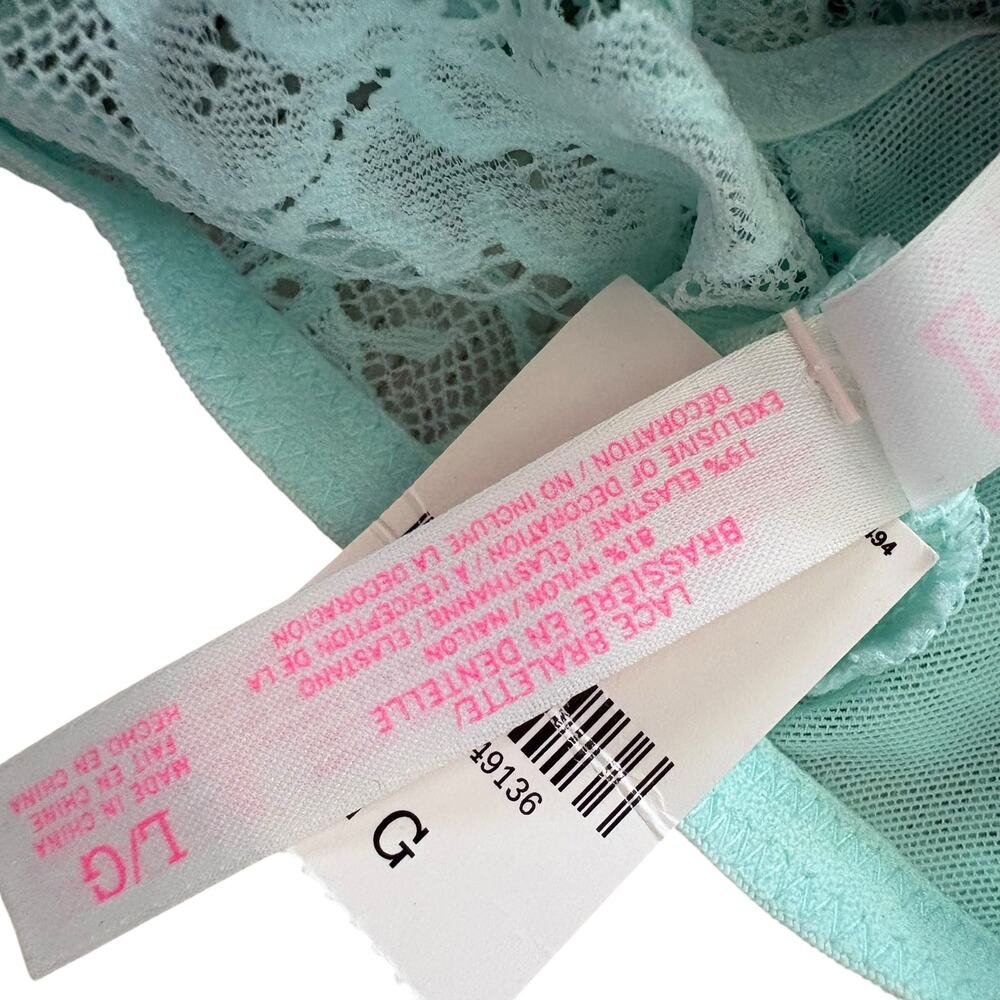 Victoria’s Secret PINK Aqua Lace Bralette Pullover Bra Sz L NWT Y2K 2012 Ruched - Picture 4 of 7